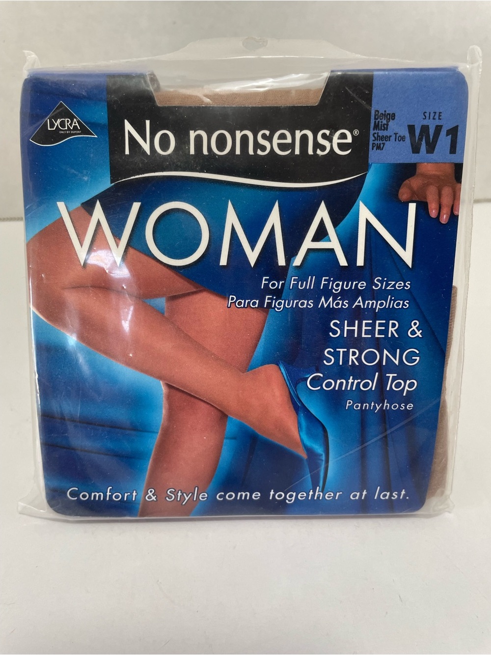 No Nonsense WOMAN Control Top Pantyhose - Beige Mist, Size W1, NIP